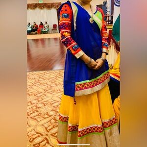 Vibrant Blue and Red Traditional Dress